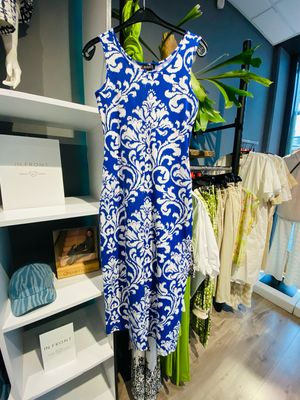 Mi Piace Singlet Dress Ornament Print Kobalt | Off White MP202278OTPT