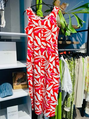 Mi Piace Singlet Dress Flower Print Red | Off White MP202278FRPT