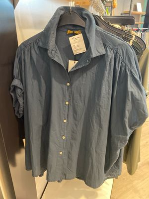 Basement elastiek mouw kraag raf blauw Basement blouse 5005 km
