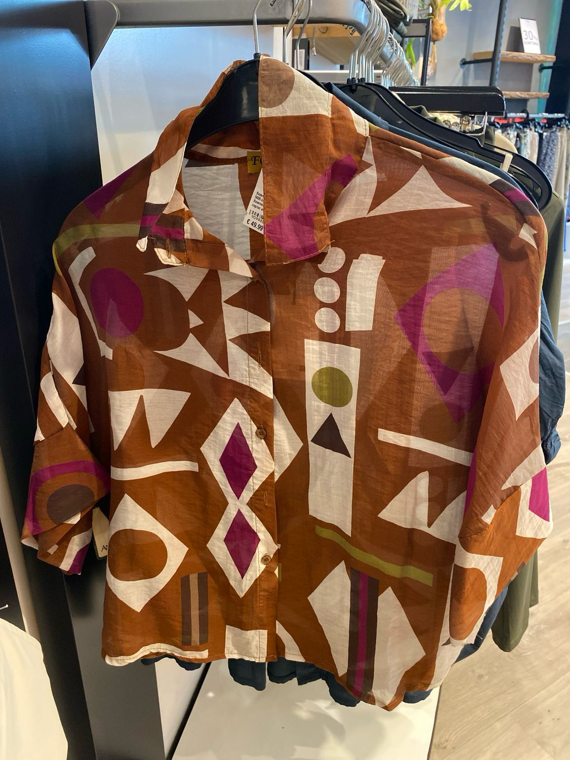 Basement 5005 km cognac etnic Basement print blouse