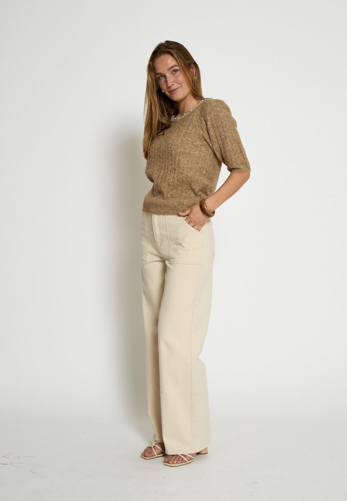 Peppercorn PCKira Knit Blouse 4073 Kelp Sand Melange PC8466