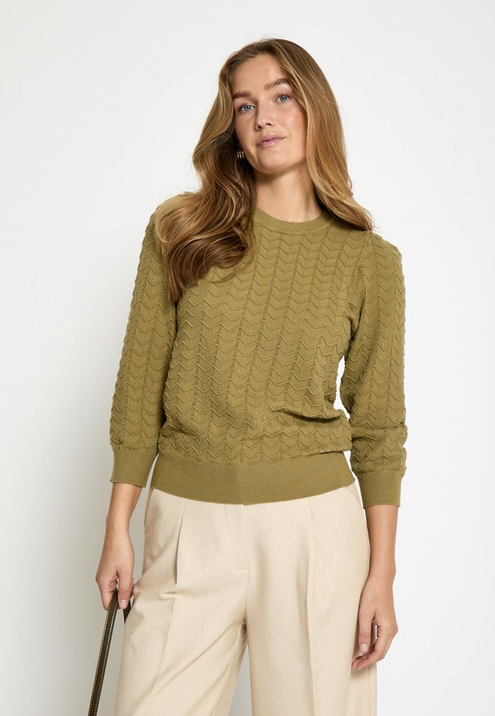 Peppercorn PCRosy 3/4 Sleeve Pullover 0148 Gray Green PC8410