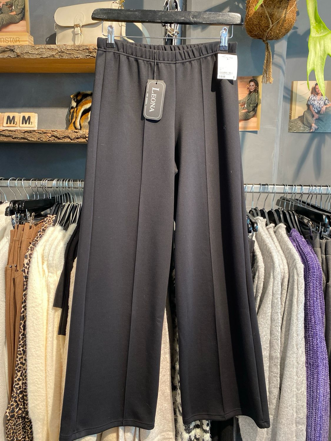 Leona Pantalon Scuba Uni Zwart 253.37.04