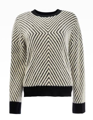 NED Erith LS-RMJ Furry Print Knit Shortbread-Black 25W1-U386-05