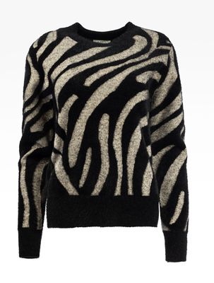 NED Flair LS-RMJ Furry Print Knit Shortbread-Black 25W1-U386-04