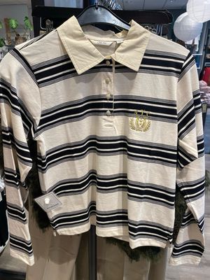 Cream CRCarmell sweatshirt Birch and black stripe 10614247