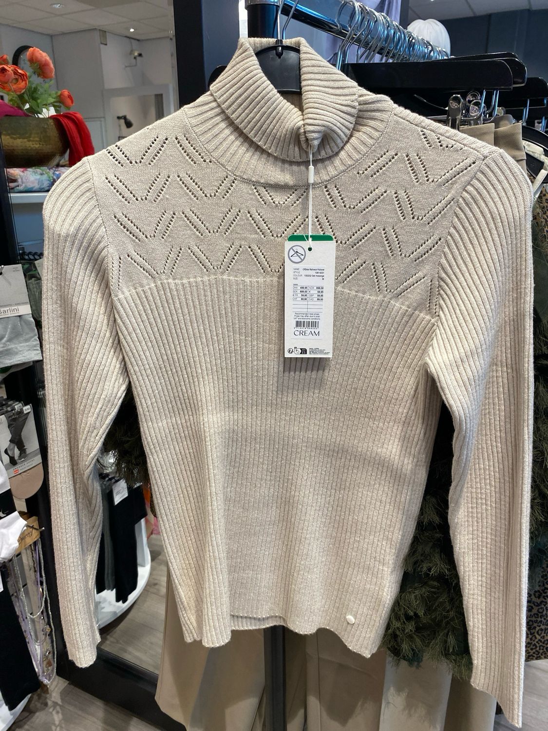 Cream CRDela Rollneck Pullover Oat melange 10614331