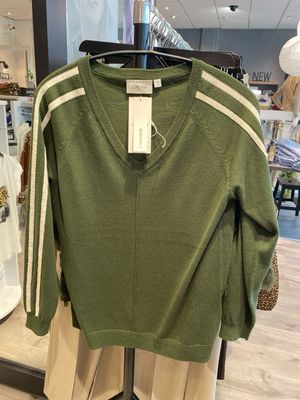 Cream CRAnva stripe pullover Rifle Green 10614294