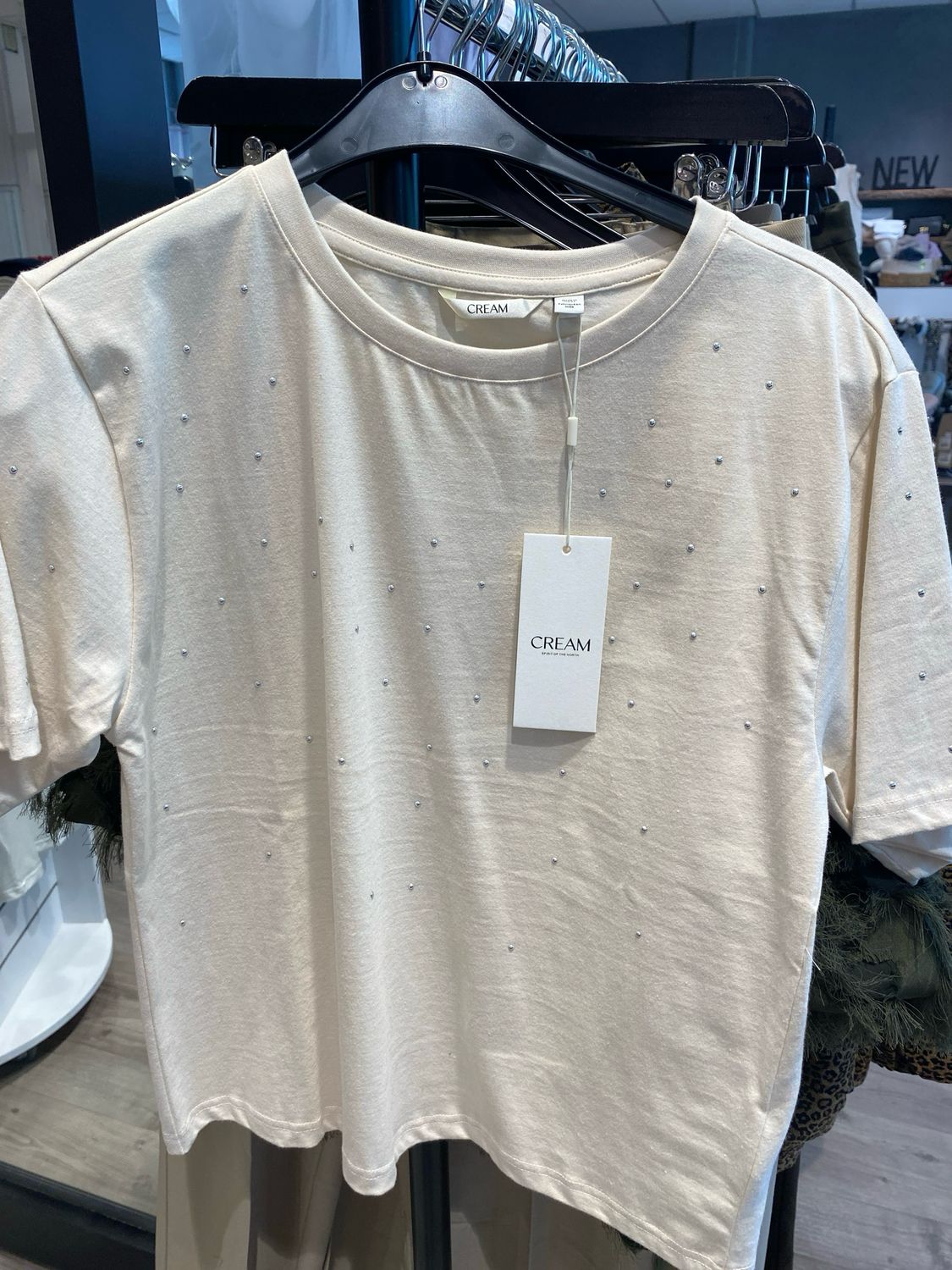 Cream CRLeona Studs Tshirt Birch 10614271