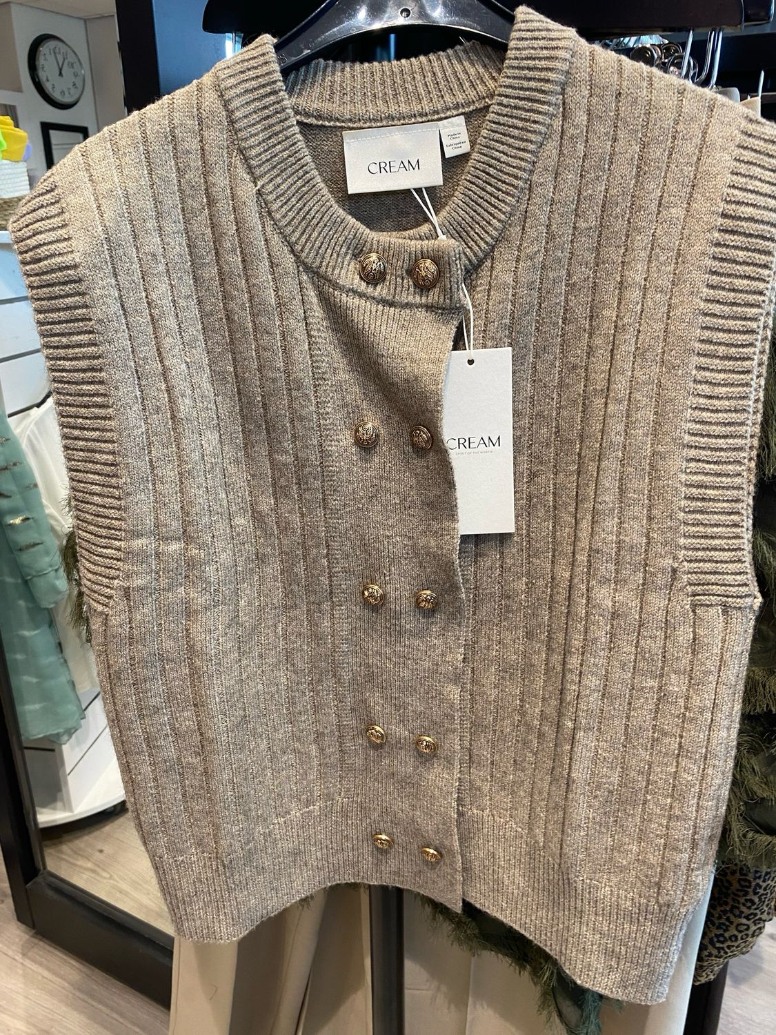 Cream CREroka Knit Slipover Cobblestone Melange 10614284