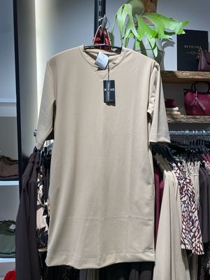 Mi Piace Jurk bonded midi recht Latte Mi Piace MP202682