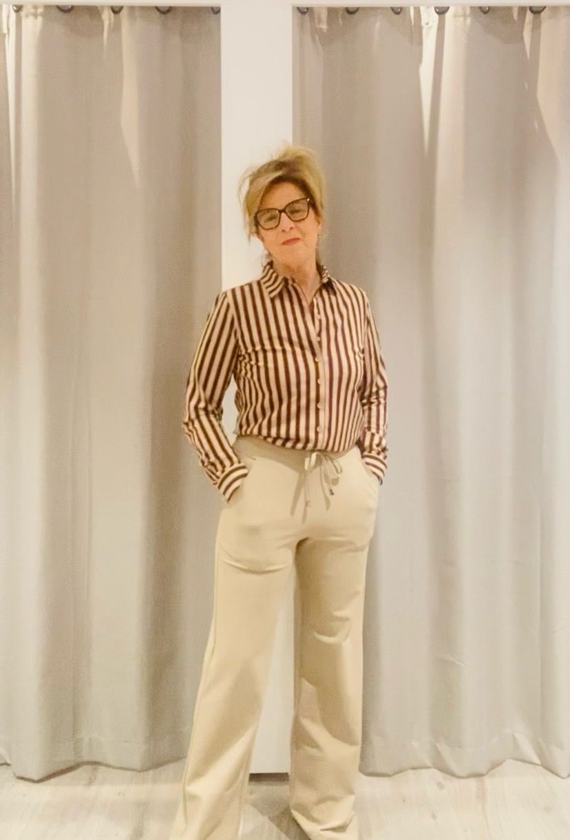 Mi Piace Blouse lm stripe Espresso/Latte Mi Piace MP202711STPT