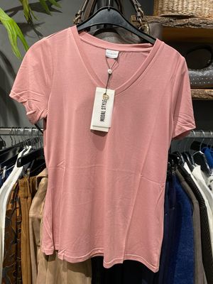 IN FRONT Nina t-shirt V-neck Dusty rose 14919