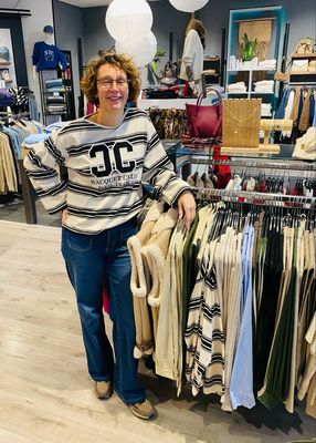 Cream CRCarmell sweatshirt Birch and black stripe 10614247