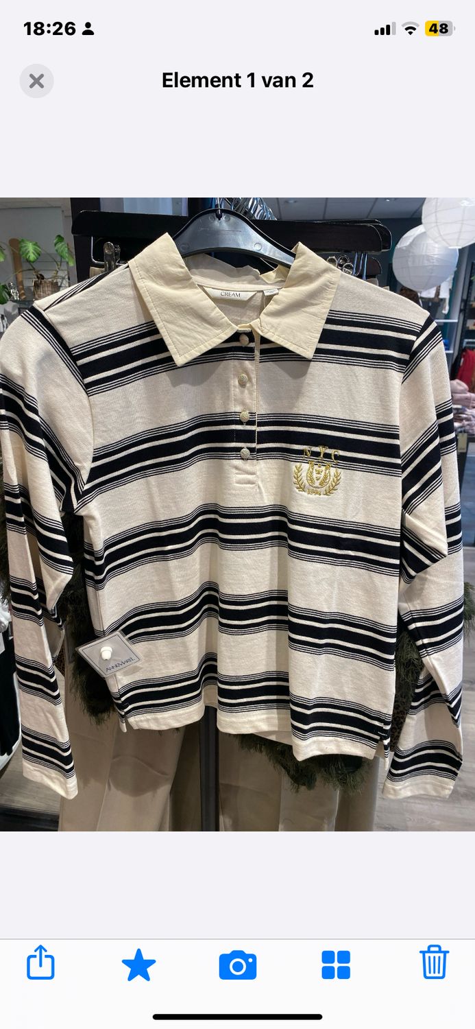 Cream CRCarmell polo sweatshirt Birch and black stripe 10614302