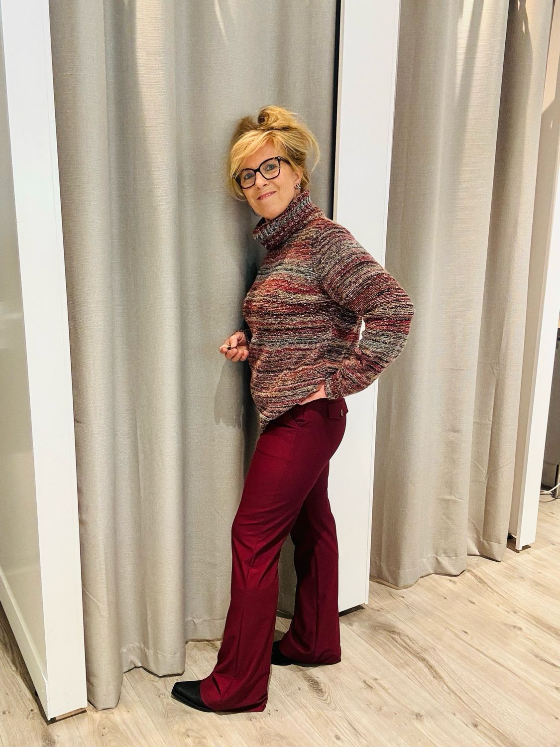 Fiori Broek recht uni Burgundy Fiori K2020035