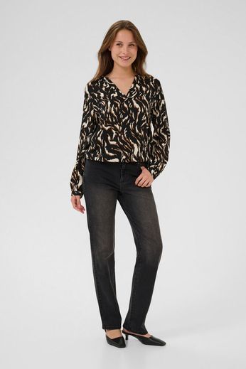 Kaffe KAditte Blouse Black/Brown Graphic Animal 10507919