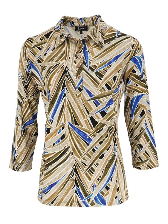 Leona Polo print 3/4 mouw Cobalt Leona 261.20.08