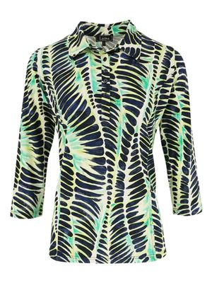 Leona Polo kraag 3/4 m print Green Leona 261.20.09 Leona Polo kraag 3/4 m print Green Leona 261.20.09