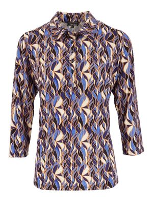 Leona Polo kraag print 3/4 m Cobalt Leona 261.20.11 Leona Polo kraag print 3/4 m Cobalt Leona 261.20.11