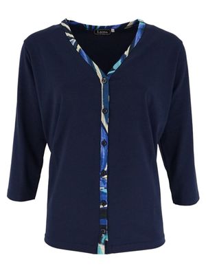 Leona Vest uni knoop 3/4 mouw Marine Leona 261.37.16 Leona Vest uni knoop 3/4 mouw Marine Leona 261.37.16