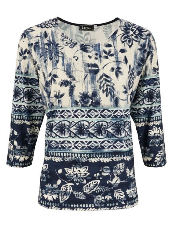 Leona Shirt print RH 3/4 mouw Marine Leona 261.37.13