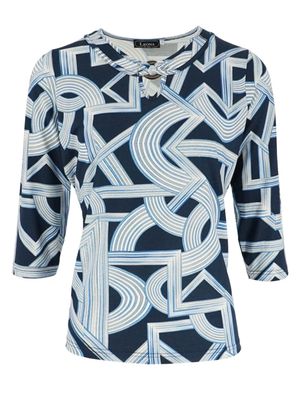 Leona Shirt print RH 3/4 mouw zwart Leona 261.37.08 Leona Shirt print RH 3/4 mouw zwart Leona 261.37.08