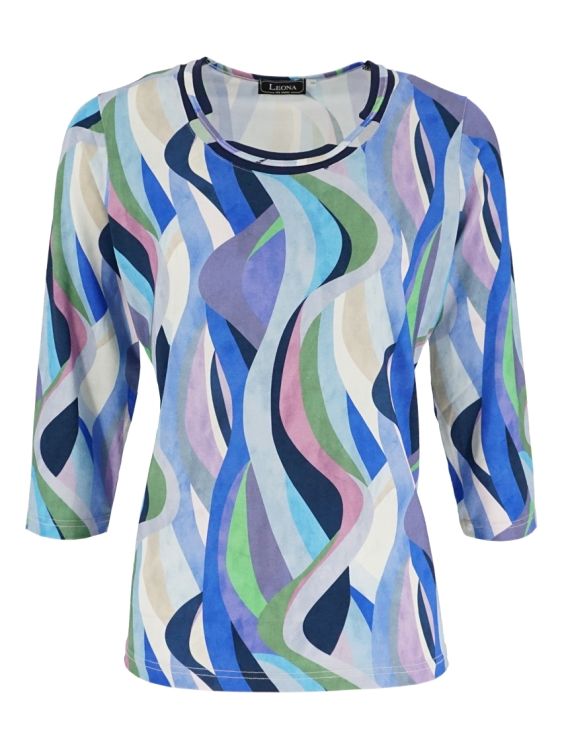 Leona Shirt print RH 3/4 mouw Marine Leona 261.37.12