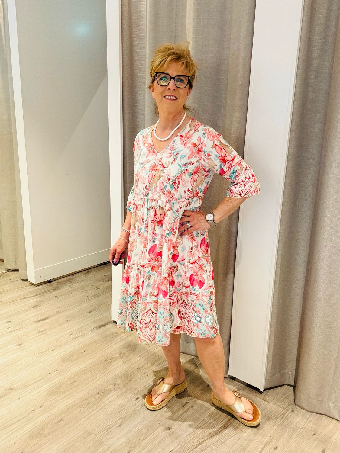 Hegler 31817 Strokenjurk bloem Rood Hegler Wilma