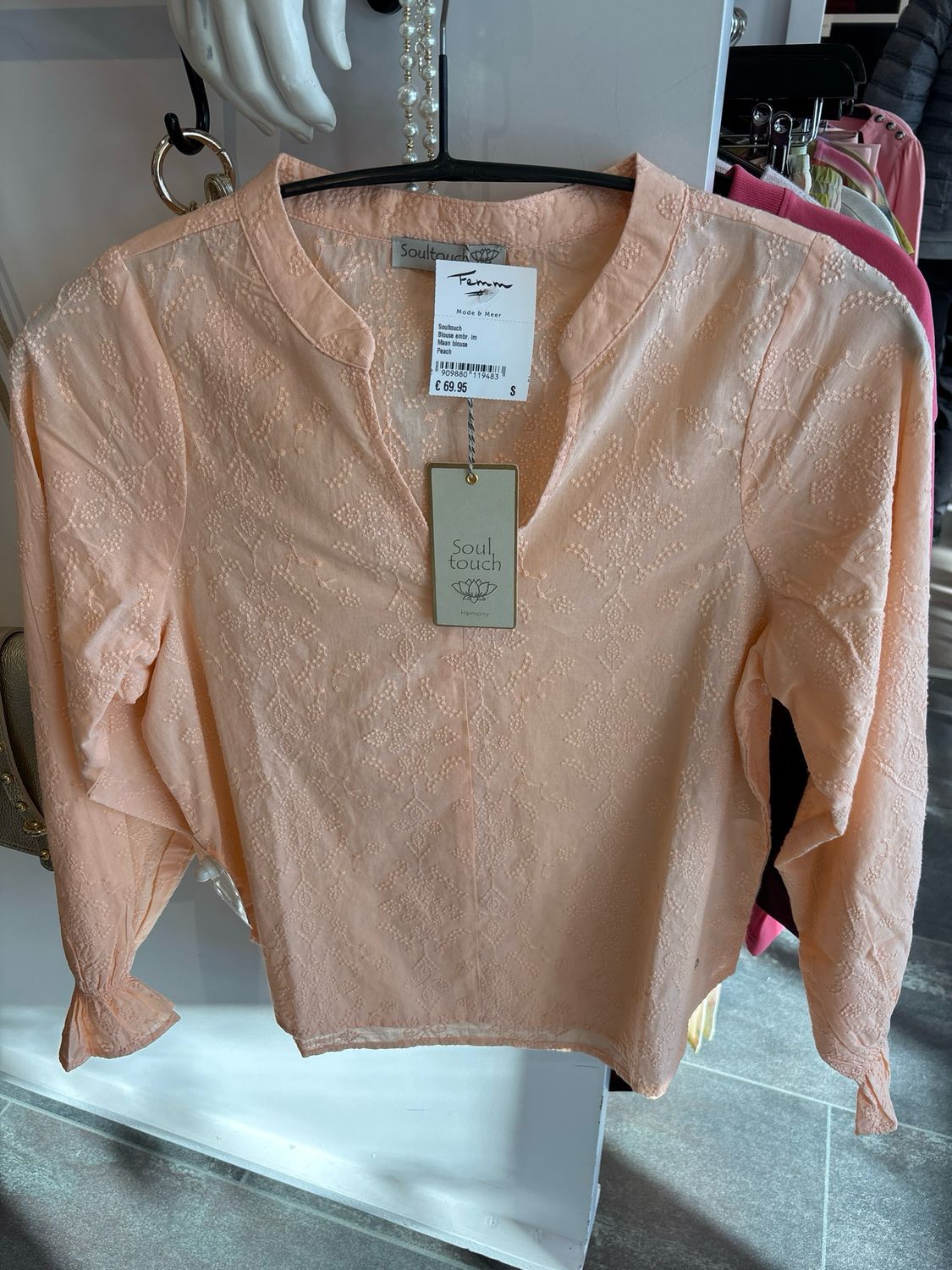 Soultouch Blouse embr. lm Peach Maan blouse