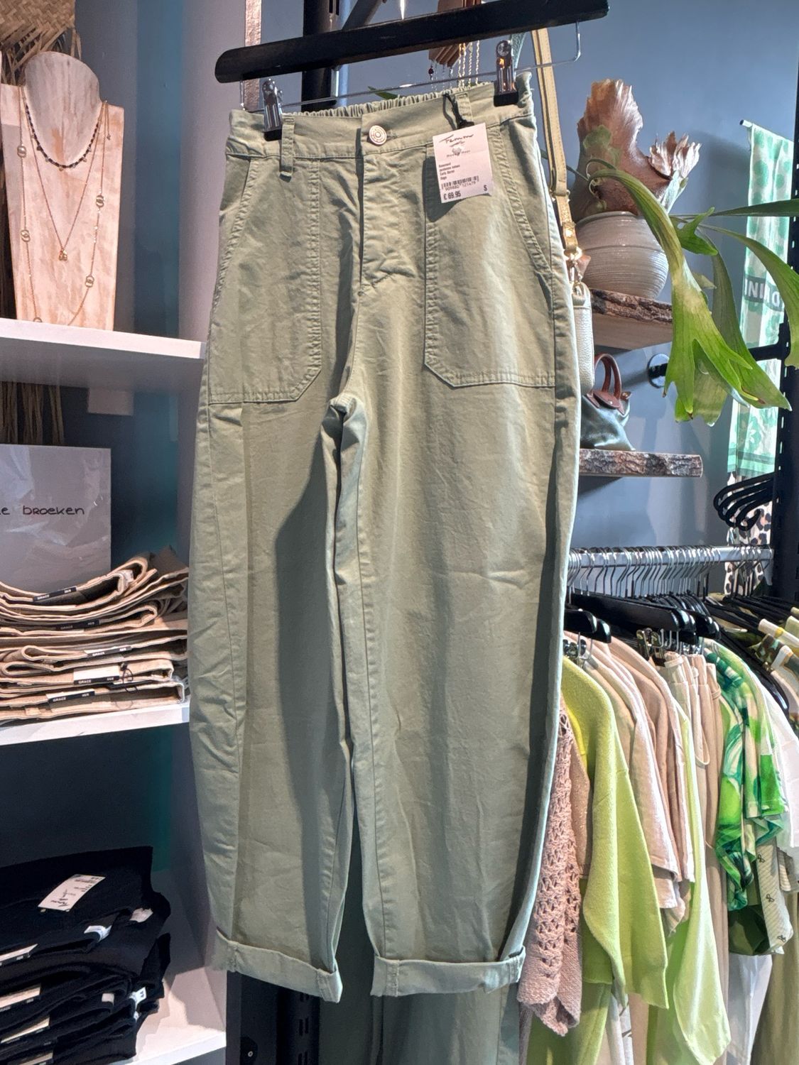 Basement pantalons katoen Sage Carly Barrel