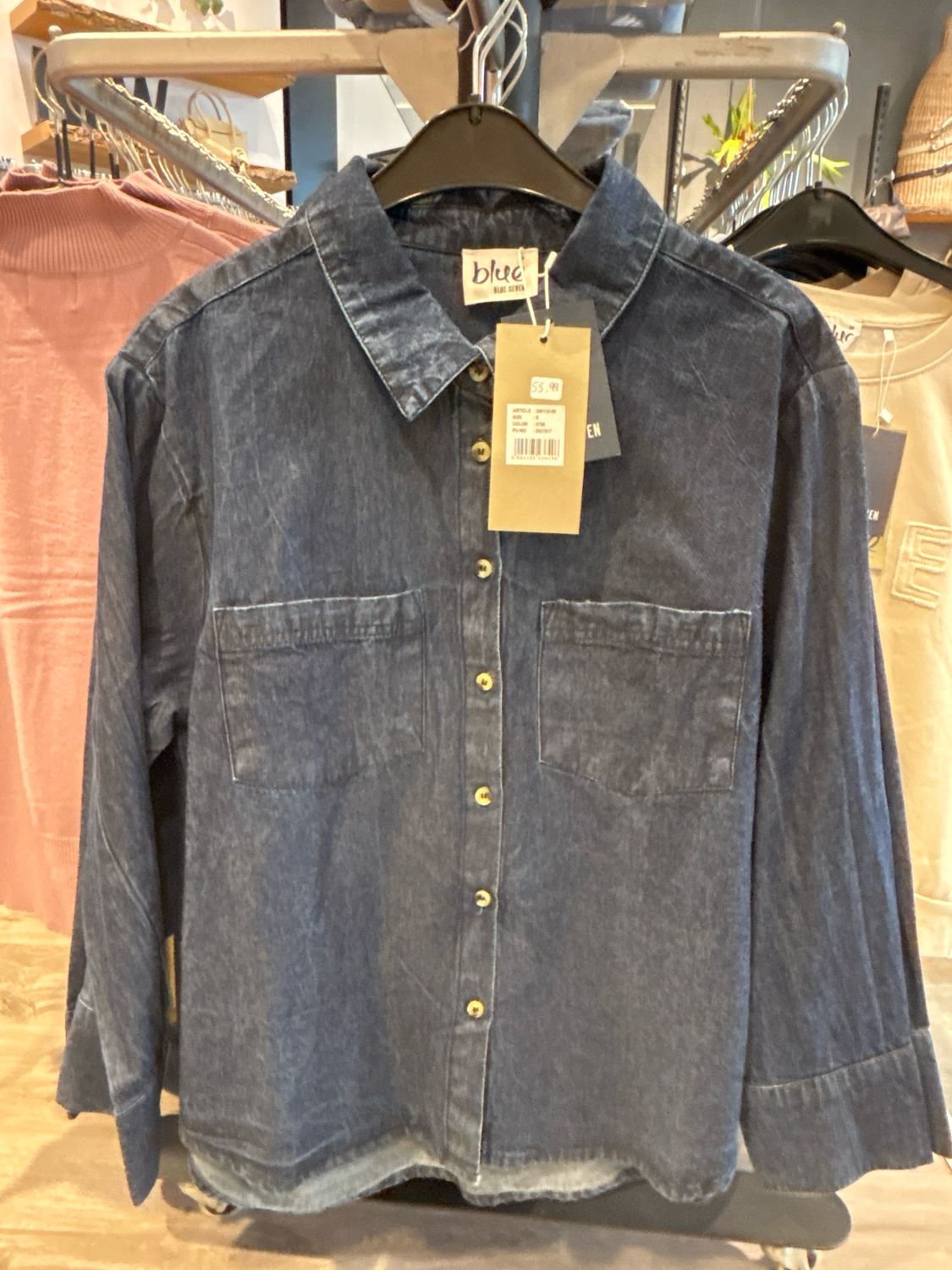 Blue Seven Da Jeansbluse, Kragen DK BLAU 280133-00