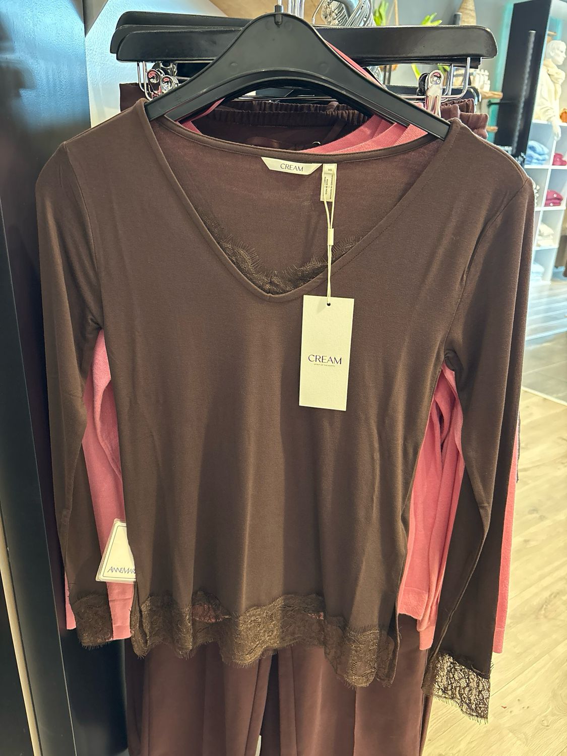 Cream CRAlvaia LS Lace Tshirt Java 10615771