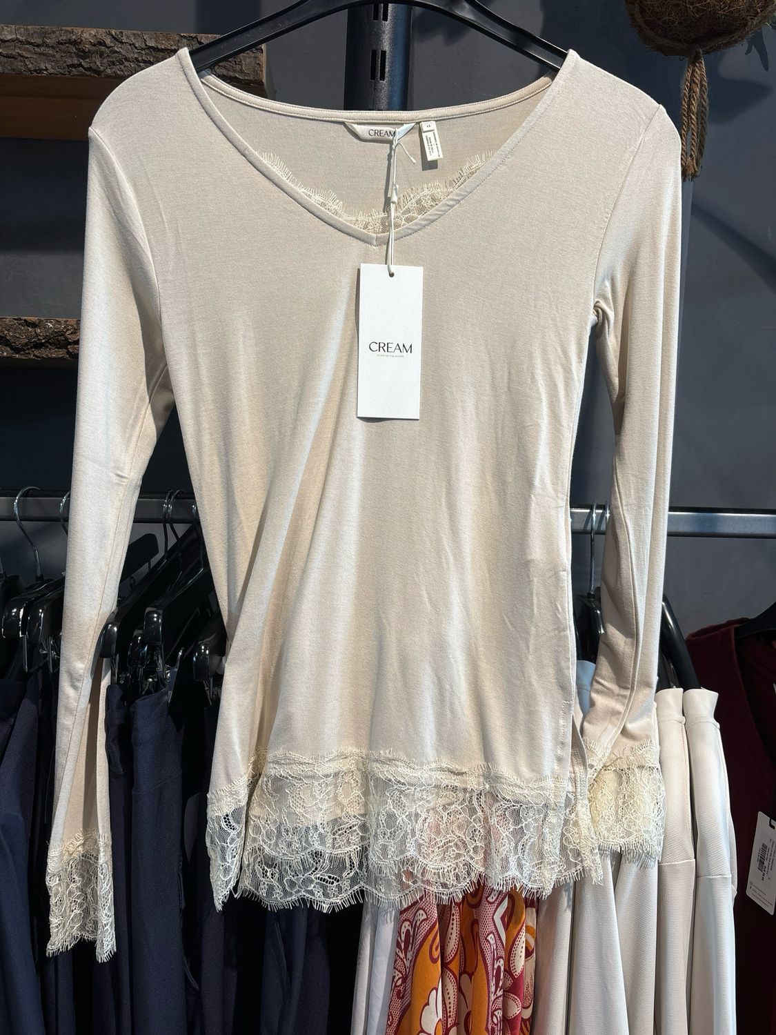 Cream CRAlvaia LS Lace Tshirt Oatmeal 10615771