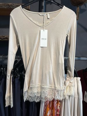 Cream CRAlvaia LS Lace Tshirt Oatmeal 10615771 Cream CRAlvaia LS Lace Tshirt Oatmeal 10615771