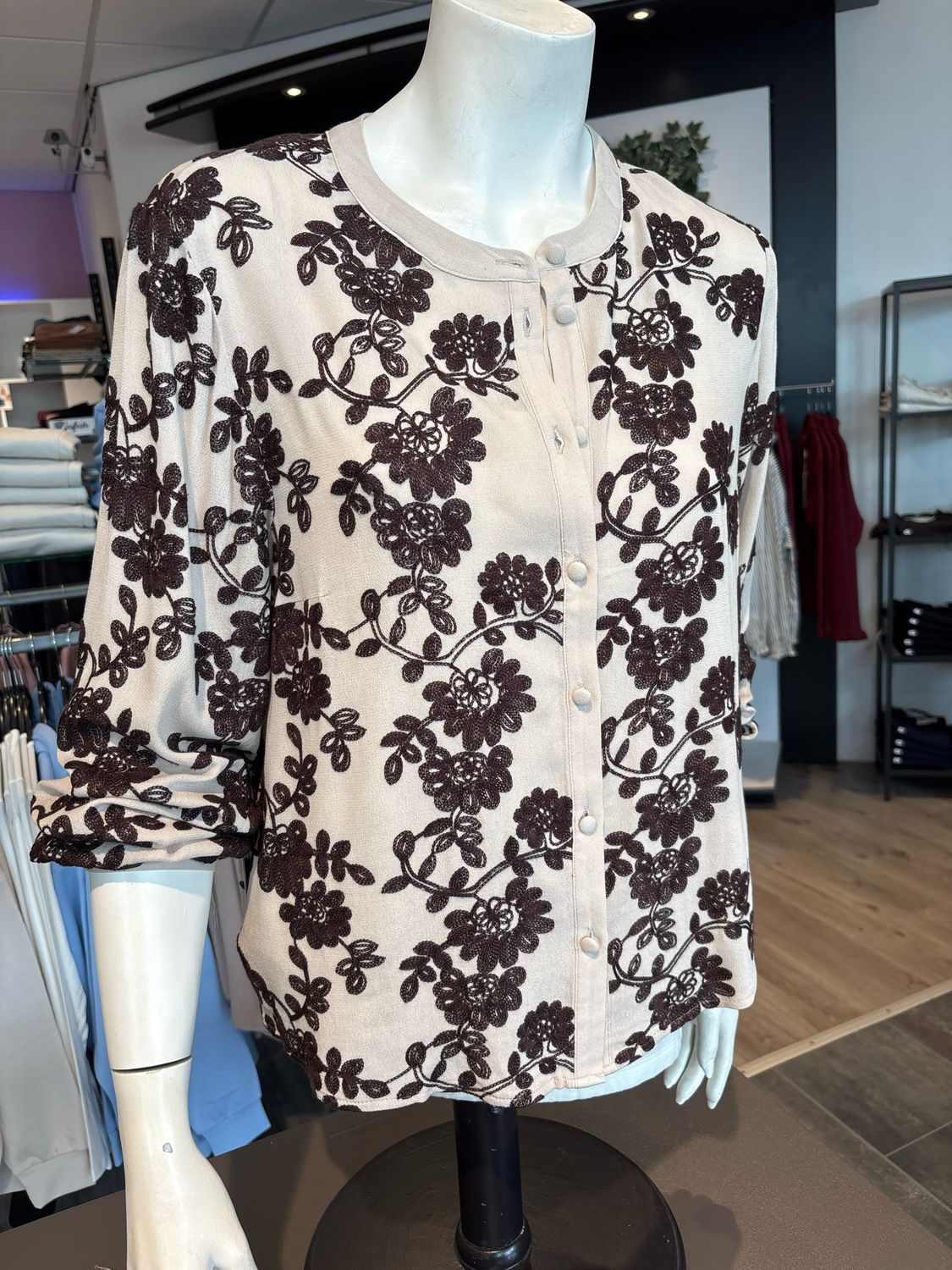 Cream CRRuby Blouse Oatmeal w Java Flowers 10615333
