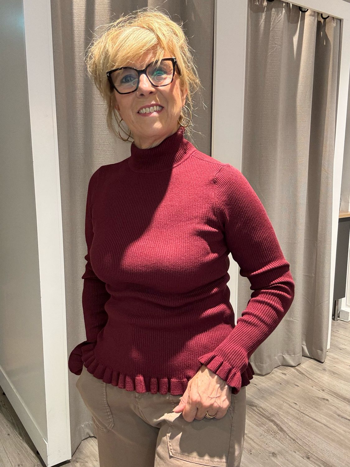 Cream CRDela Knit Roll Neck Cabernet 10615363