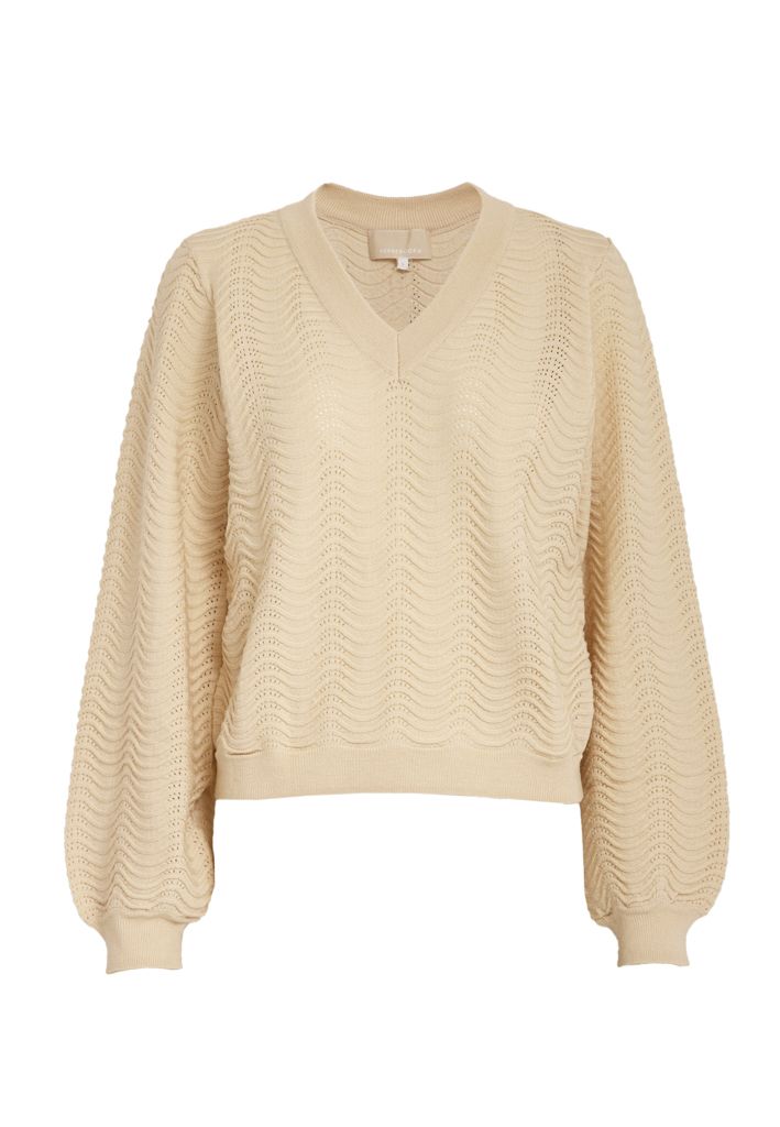 Peppercorn PCRuthia V-Neck Long Sleeve Pullover 0265 Sandshell PC9154