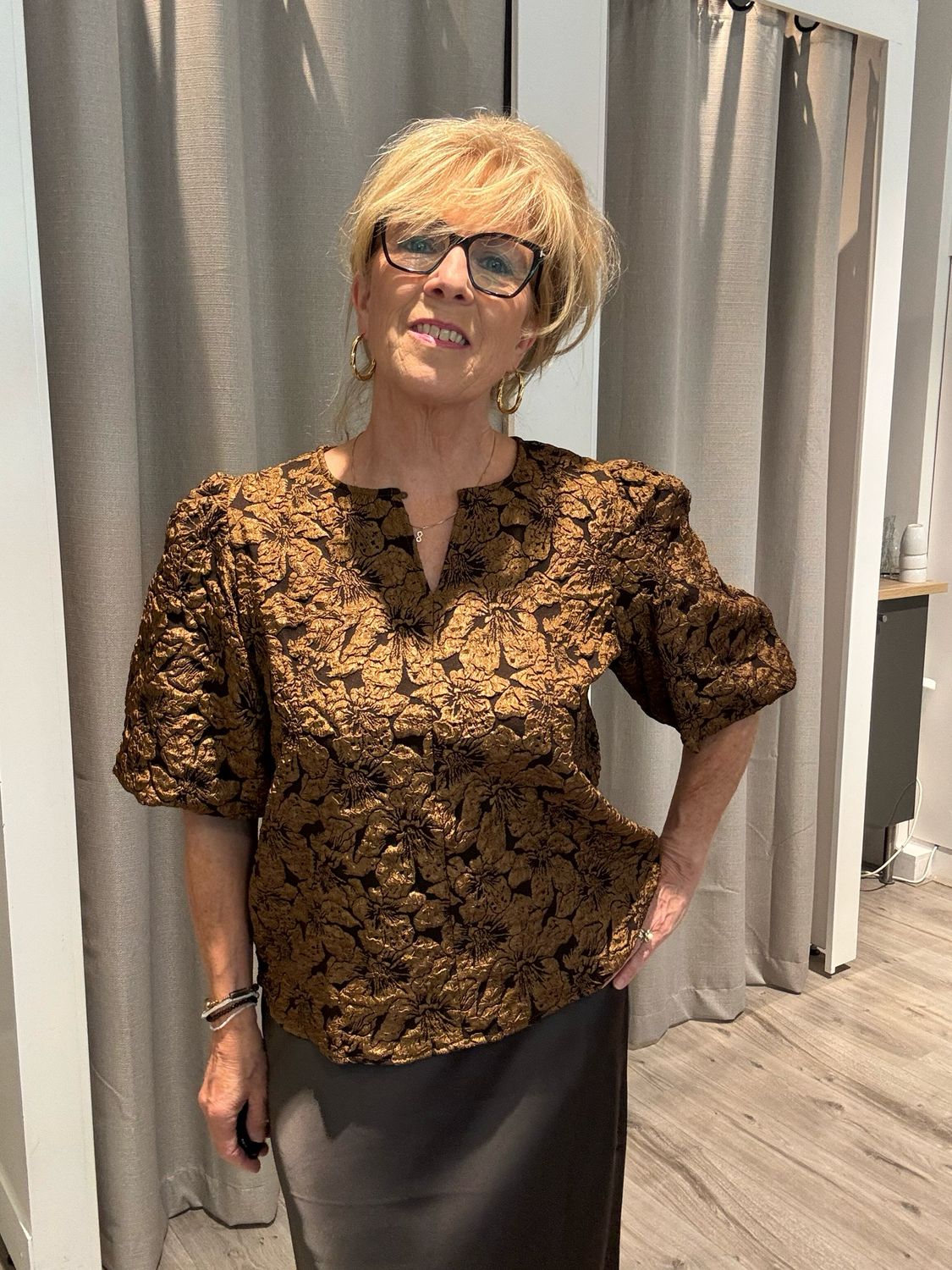 Peppercorn PCSigga Blouse 5050P Toffee Print PC9097