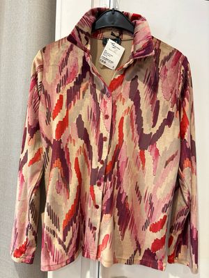Leona Blouse print lm knoop Brique red 263.20.13 velours Leona Blouse print lm knoop Brique red 263.20.13 velours