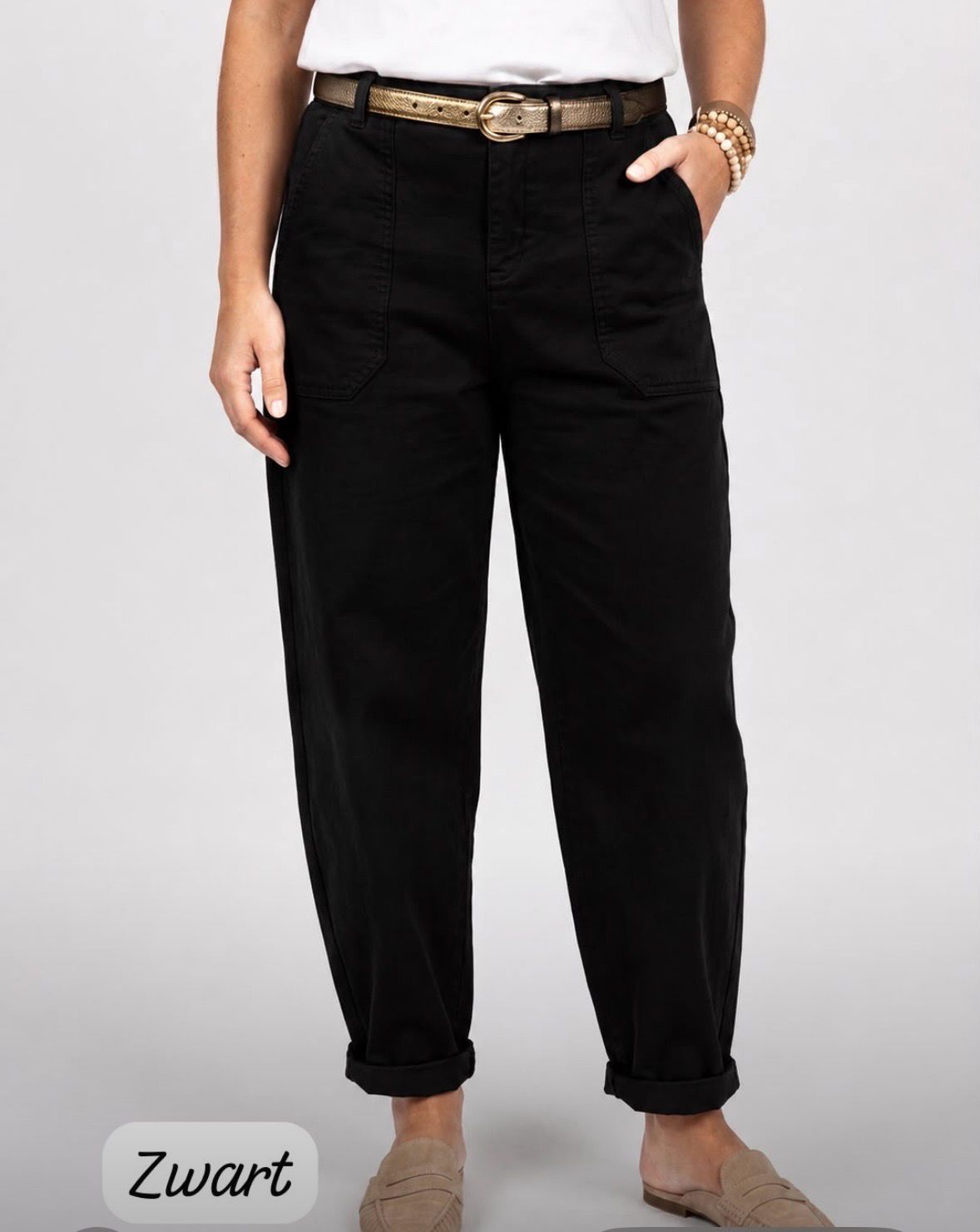 Basement pantalons katoen Zwart Carly Barrel