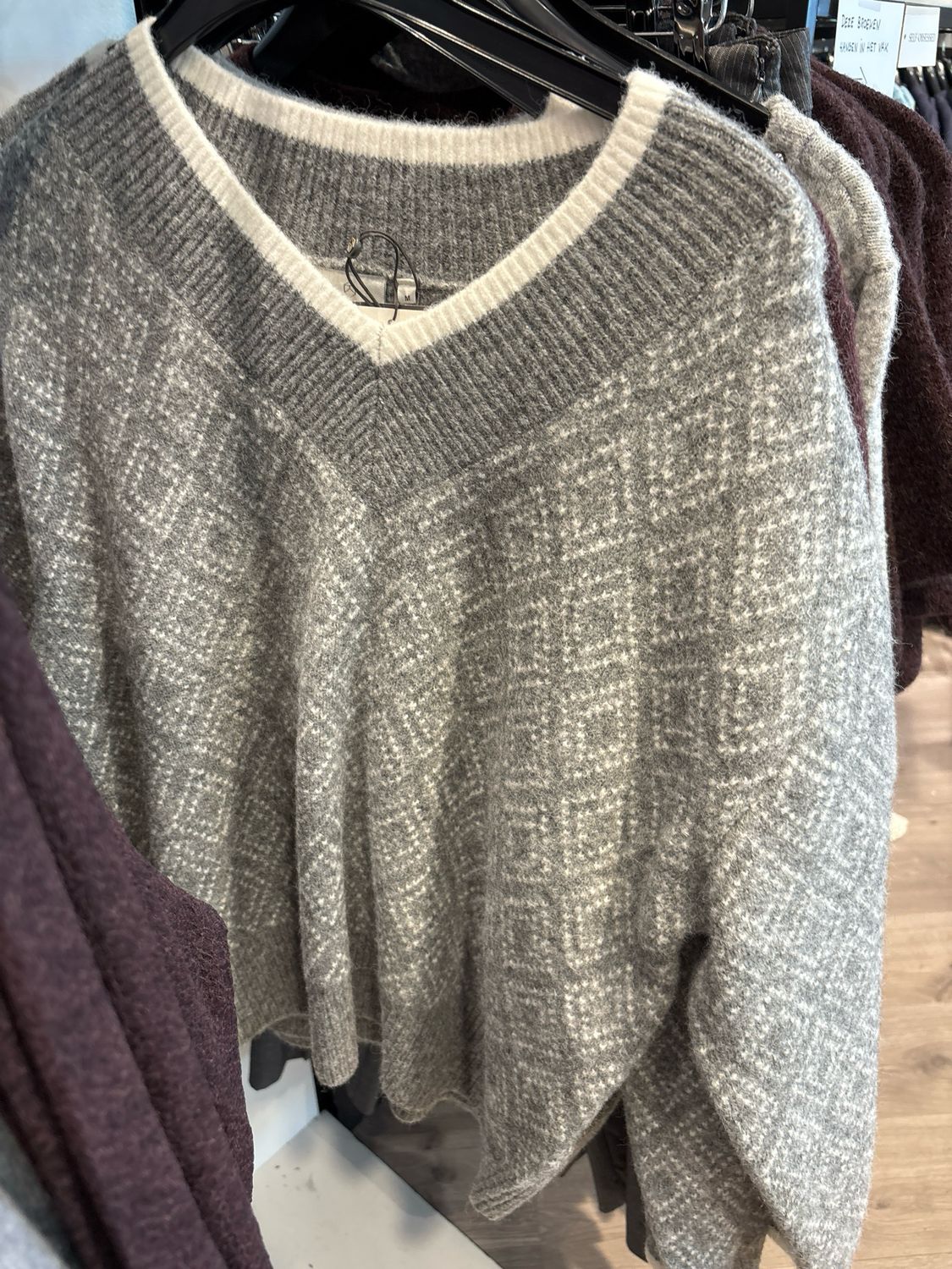 Kaffe KAsirens Knit Pullover Grey Mel. / Chalk Argyle 10512088
