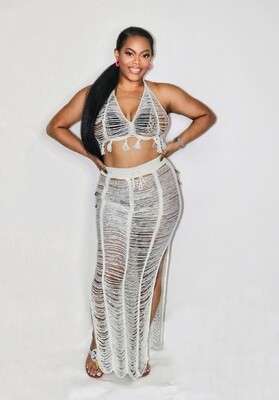 Cause A Scene Crochet Coverup In White