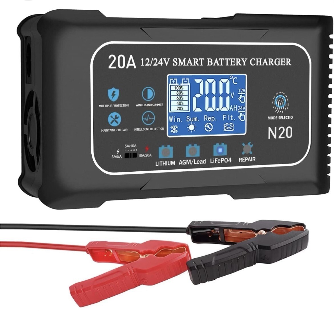 NEW!! 12V / 24V 20 Amp LiFePO4 Smart Charger