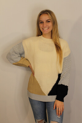 Cream Multi Relaxed Sweater