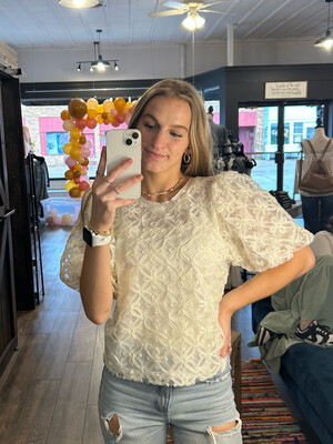 Ivory Floral Lace SS Blouse