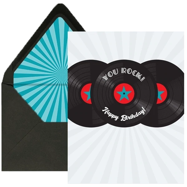 You Rock Vintage Record Birthday Card