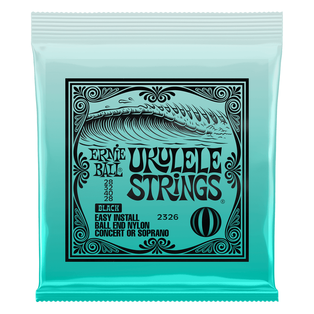 Ernie Ball Black Soprano Ukes/Concert Ukes Nylon Ball End Ukulele Strings 2326