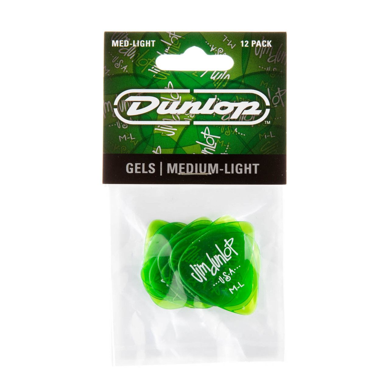 Dunlop Gels Green Medium Light Picks 486PML