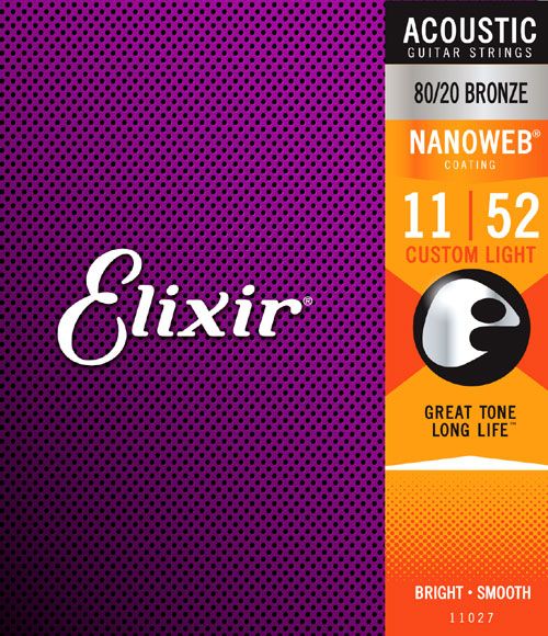 Elixir Acoustic 80/20 Bronze NANOWEB - Custom Light strings 11027